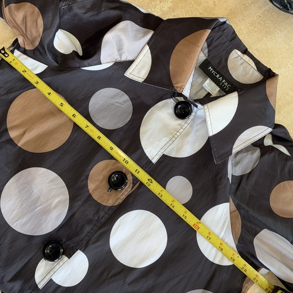 MYCRA PAC Polka Dot Rain Jacket, Black, Grey & Tan. Matching pouch/strap 6/8 EUC - Picture 14 of 17